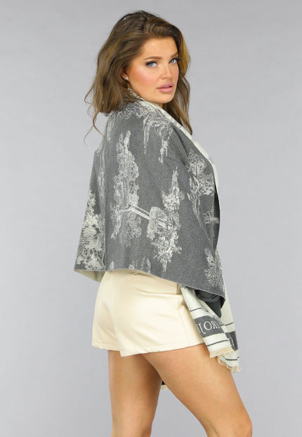 NEW2509 Grijze Grote Sjaal met Print