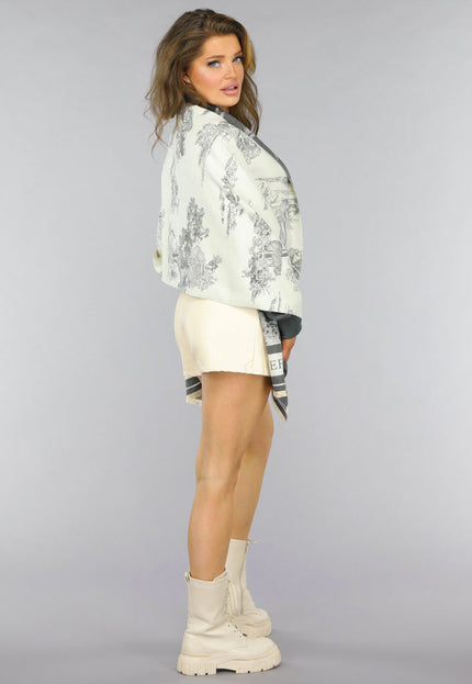 NEW2509 Grijze Grote Sjaal met Print