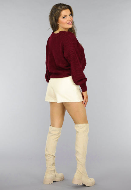 NEW2509 Wijnrode Gebreide Cardigan