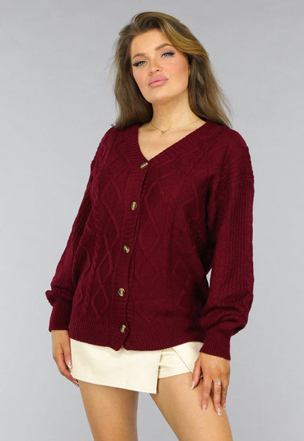 NEW2509 Wijnrode Gebreide Cardigan