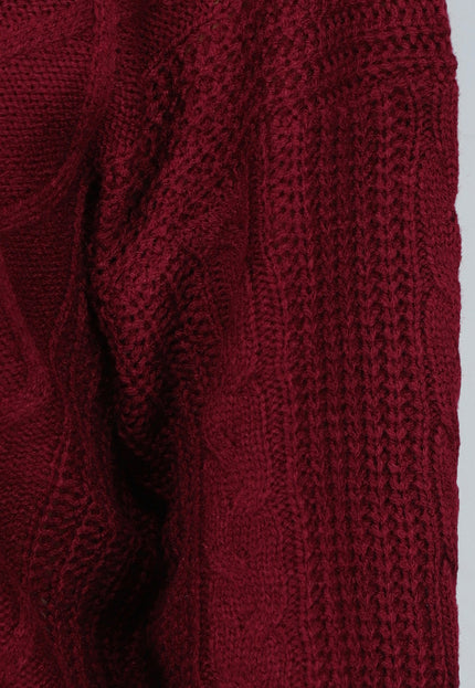 NEW2509 Wijnrode Gebreide Cardigan