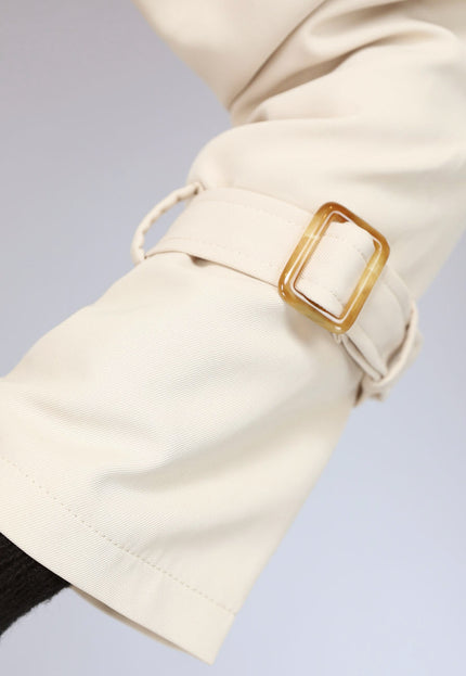 NEW2510 Lange Beige Jas met Tailleband