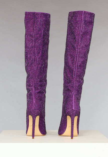 OP=OP.05.S Paarse Glitter Laarzen met Stiletto Hak