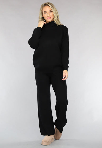 NEW2510 Zwarte Gebreide Two Piece met Col