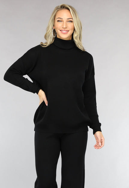 NEW2510 Zwarte Gebreide Two Piece met Col