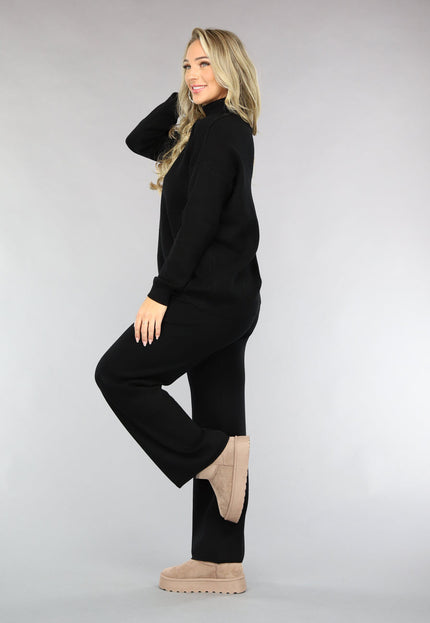 NEW2510 Zwarte Gebreide Two Piece met Col
