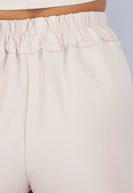 NEW260225 Beige Matching Blazer Set met Skort en Marine Knopen