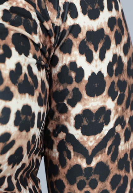 NEW260225 Donkere Leopard Print Stretch Set met Lange Mouwen