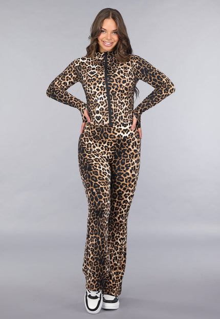 NEW260225 Leopard Stretch Two Piece met Vestje en Flair Broek