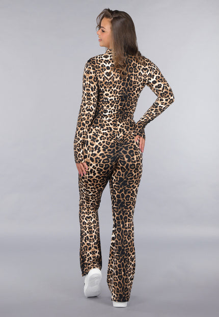 NEW260225 Leopard Stretch Two Piece met Vestje en Flair Broek