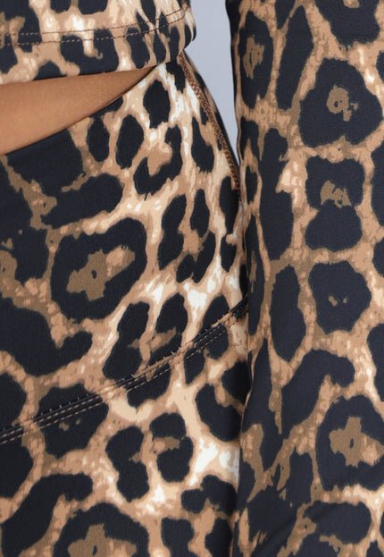 NEW260225 Leopard Stretch Two Piece met Vestje en Flair Broek