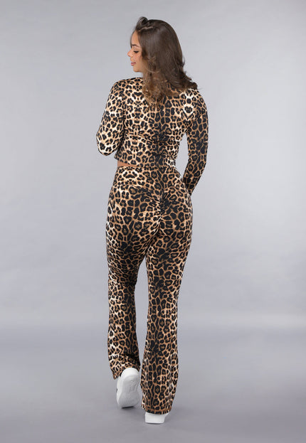 NEW260225 Matching Stretch Flair Set met Lichte Leopard Print