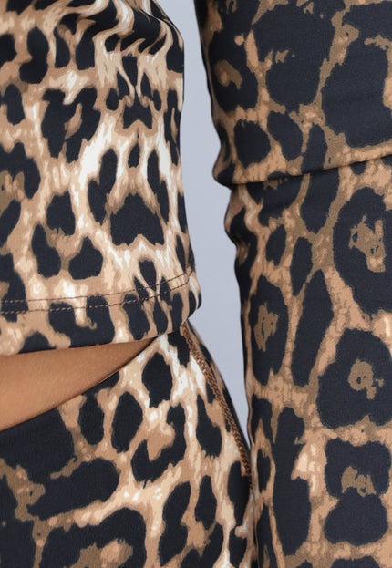 NEW260225 Matching Stretch Flair Set met Lichte Leopard Print