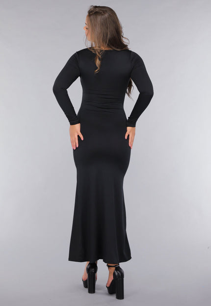 NEW260225 Zwarte Jurk met Pads en Twist Detail