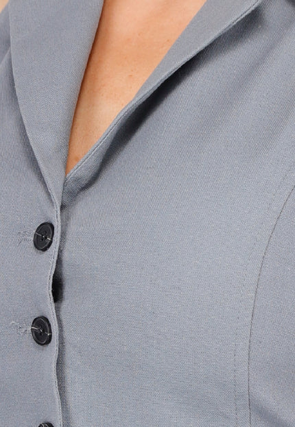 NEW260325 Grijs Gilet met Knopen en Strik Achterkant