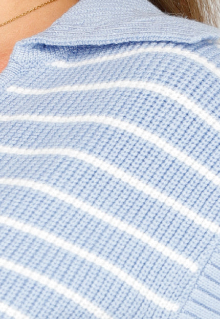 OP=OP.AV.09 Lichtblauwe Gestreepte Spencer met Kraag