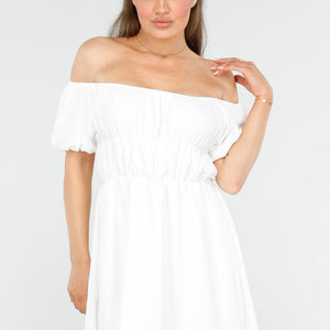 NEW260325 Off-Shoulder Witte Jurk