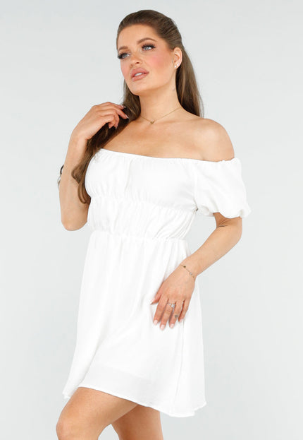 NEW260325 Off-Shoulder Witte Jurk
