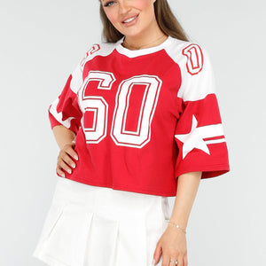 NEW260325 Sportief Rood Baseball T-Shirt