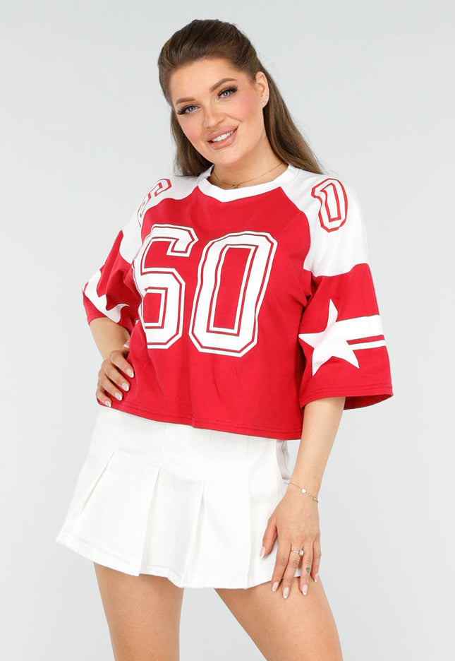 NEW260325 Sportief Rood Baseball T-Shirt