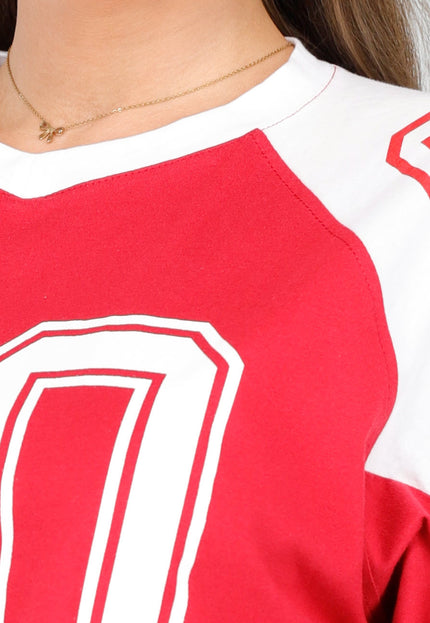 NEW260325 Sportief Rood Baseball T-Shirt