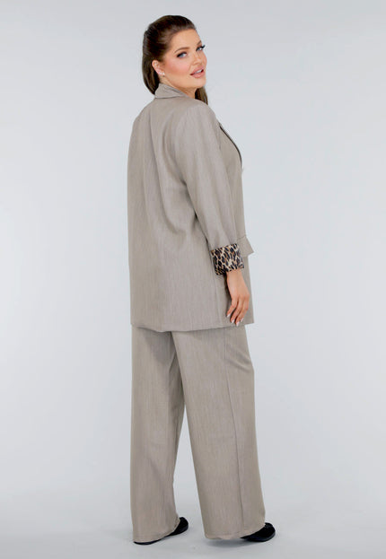 NEW260325 Tweedelig Blazerpak met Leopard Details