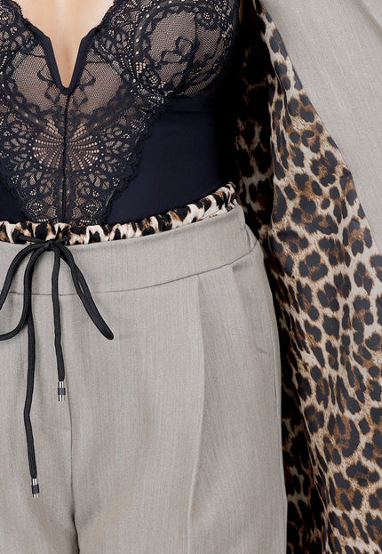 NEW260325 Tweedelig Blazerpak met Leopard Details