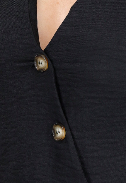 NEW260325 Two Piece met Short en Asymetrische Zwarte Gilet