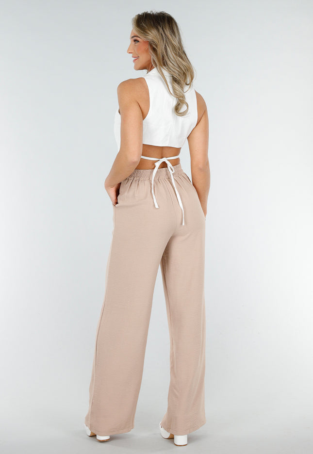 NEW260325 Wit Gilet met Knopen en Strik Achterkant