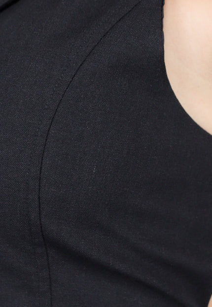 NEW260325 Zwart Gilet met Knopen en Strik Achterkant