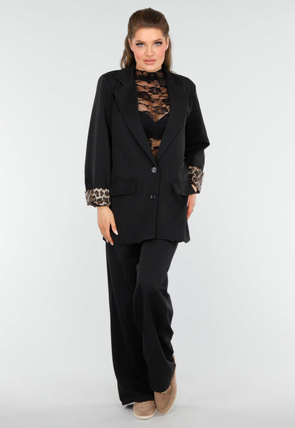 NEW260325 Zwart Pak met Luipaardprint Mouwen