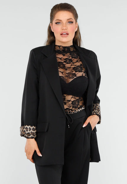 NEW260325 Zwart Pak met Luipaardprint Mouwen