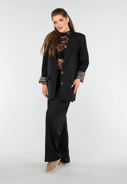 NEW260325 Zwart Pak met Luipaardprint Mouwen