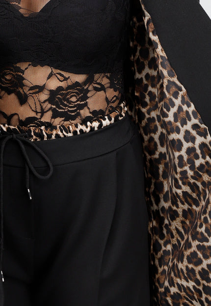 NEW260325 Zwart Pak met Luipaardprint Mouwen