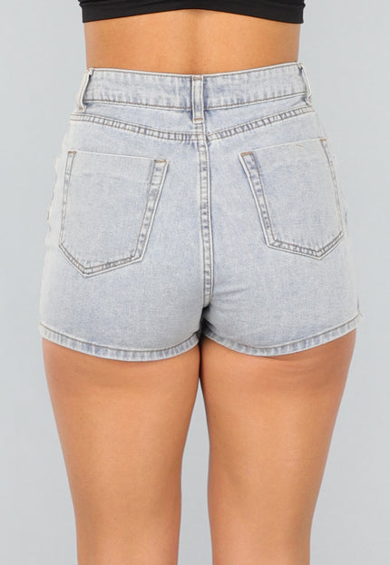 NEW2604 Lichtblauwe Denim Overslag Skort