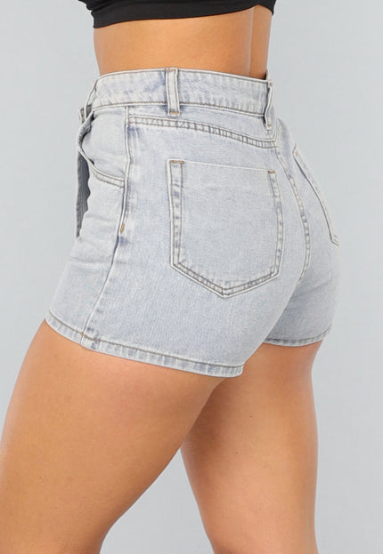 NEW2604 Lichtblauwe Denim Overslag Skort
