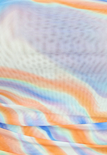 NEW2606 Paars met Oranje Strapless Mesh Bodysuit