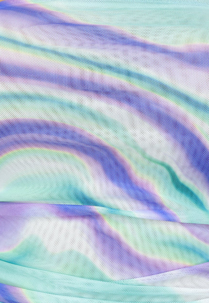 NEW2606 Swirl Strapless Bodysuit in Paars en Turquoise