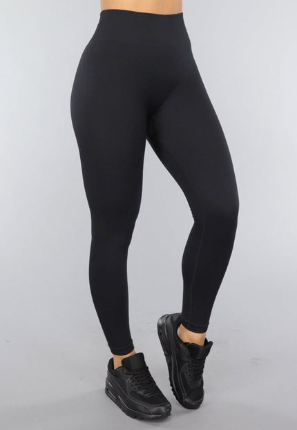 NEW2606 Zwarte High Waist Rib Sportlegging