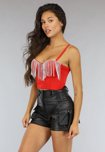 NEW2607 Rode Strass Bustier