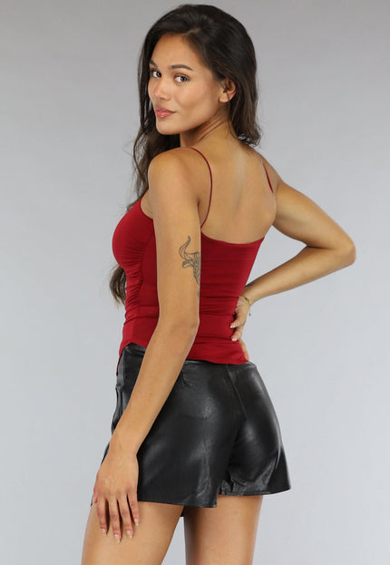 NEW2607 Wijnrood Basic Topje met Paddings