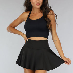 NEW2607 Zwart Elastisch Tennisrokje