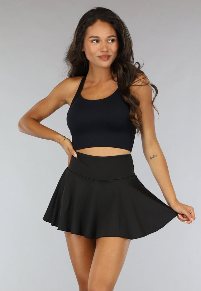 NEW2607 Zwart Elastisch Tennisrokje