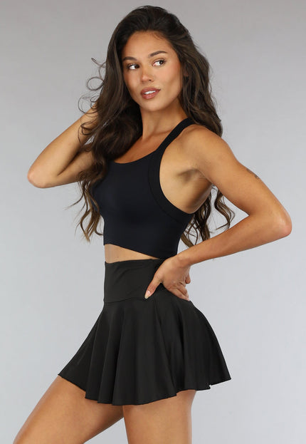 NEW2607 Zwart Elastisch Tennisrokje