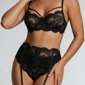 NEW2607 Zwart Kanten Lingerie Setje