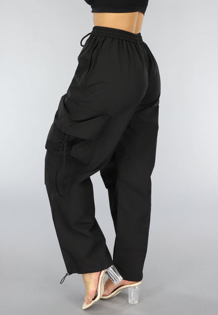 NEW2607 Zwarte Parachute Cargo Broek