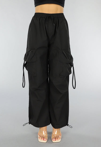 NEW2607 Zwarte Parachute Cargo Broek