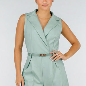 NEW260826 Groene Mouwloze Playsuit met Stretch