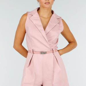 NEW260826 Roze Mouwloze Playsuit met Stretch