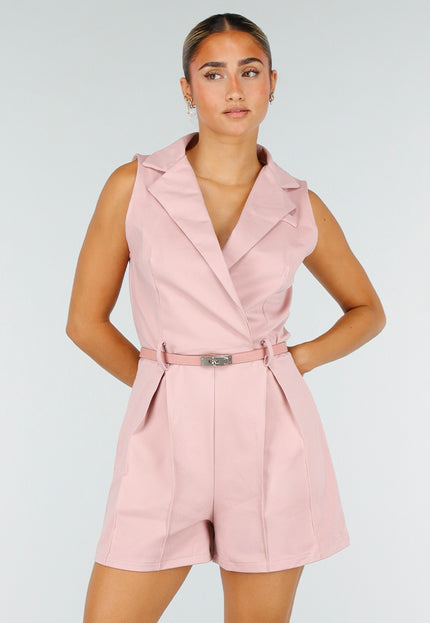 NEW260826 Roze Mouwloze Playsuit met Stretch